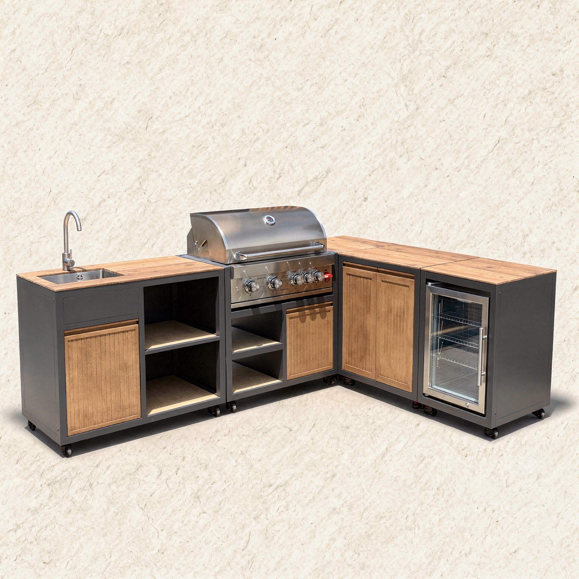 KC-14 modular outdoor kitchen in a corner layout