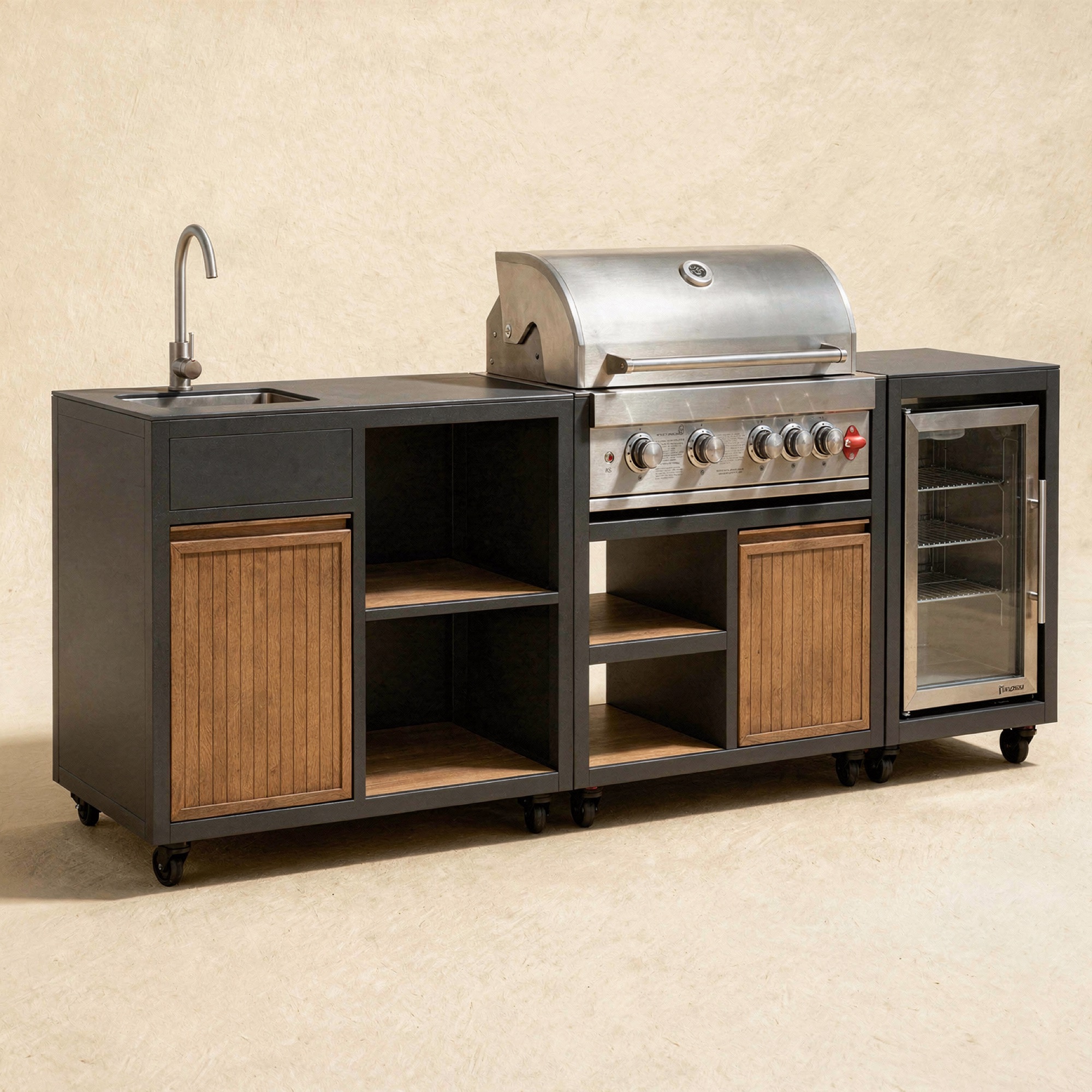 Straight KC-14 configuration with sink, grill, and refrigerator